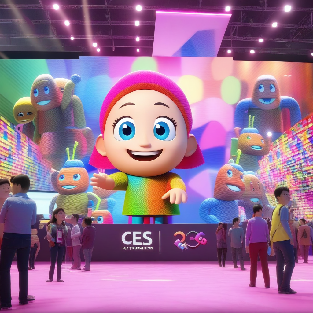 LG 월페이퍼 TV를 감상하는 CES 관람객들