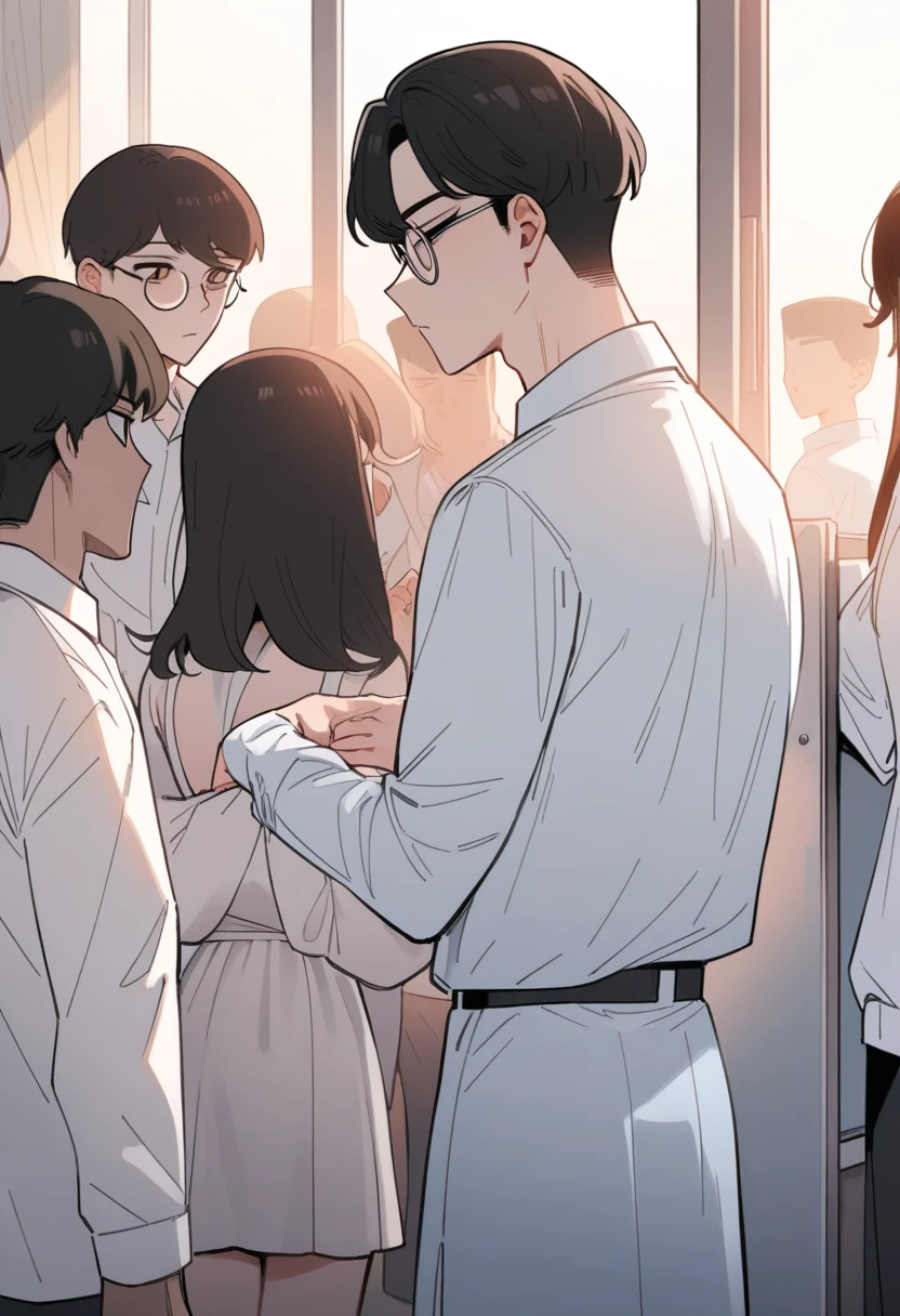 JOON이 말도 안 되는 ESG 아이디어로 가득 찬 화이트보드 앞에 서 있고, MIN이 믿기지 않는다는 표정으로 바라보는 장면