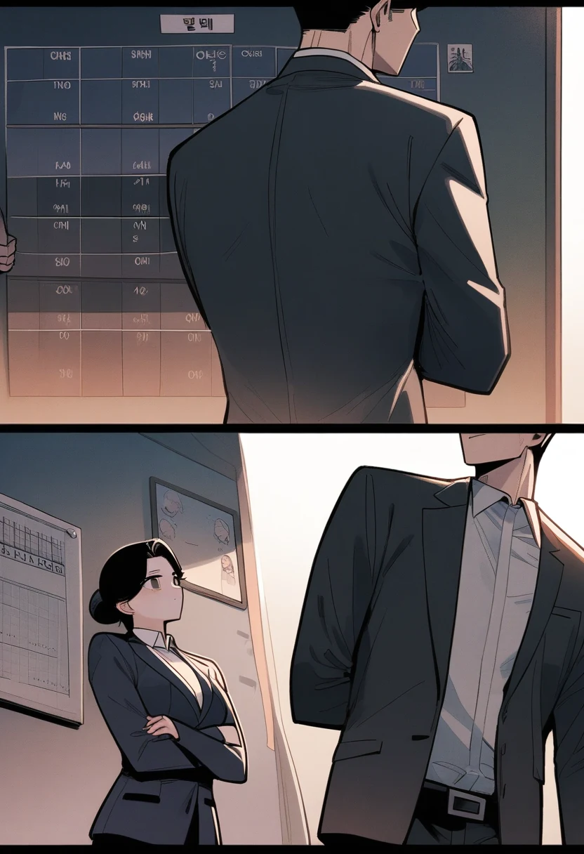 화이트보드 앞 피치 중반, 날카로운 질문과 당당한 반박이 오가는 장면